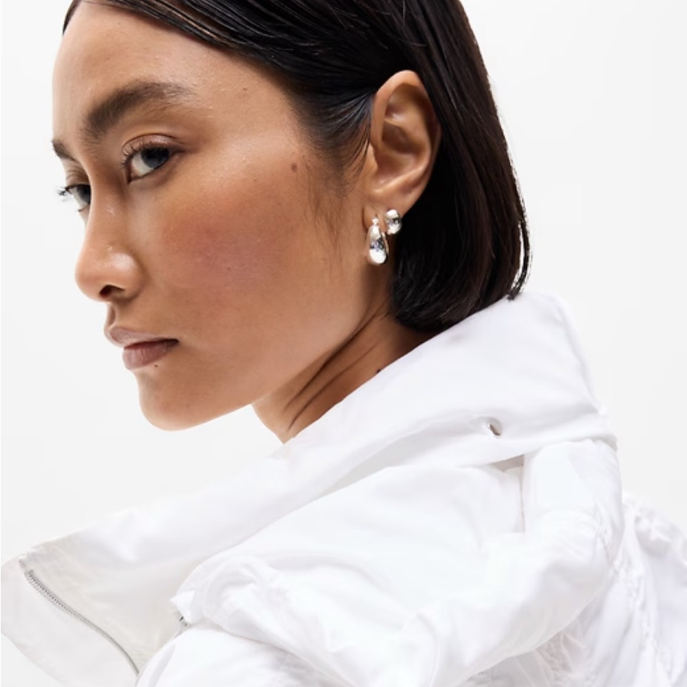Athleta JetSet Bomber Jacket Windbreaker Athleisure M White - Picture 4 of 7